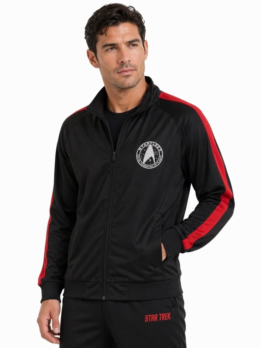 Star Trek beyond black with red long sleeve casual athletic track jacket XL